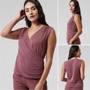 TORRID Breezy Wrap Tank LARGE Tawny Rose Lightweight Sleeveless Top V-ne…